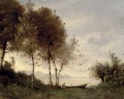 Boatman On A River Landscape - 保罗·德西雷·特鲁伊贝尔